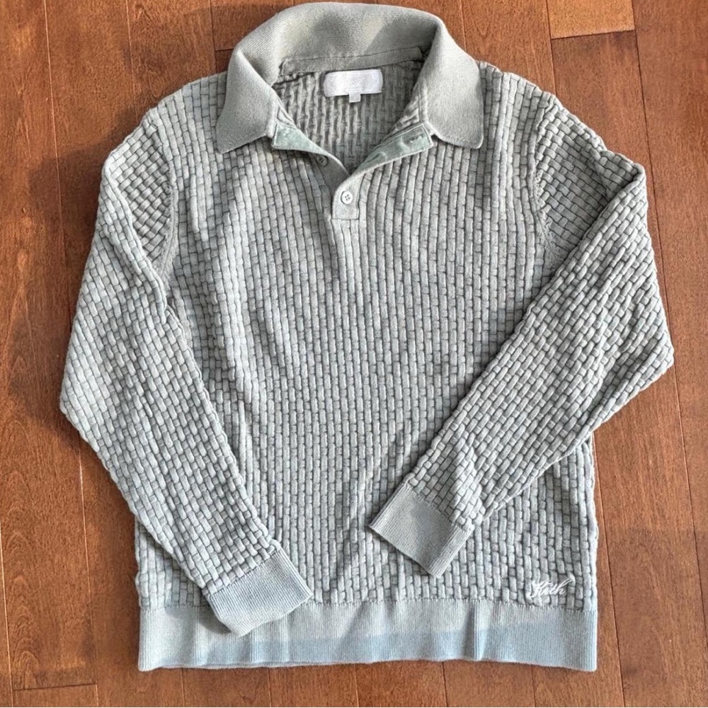 Kith green long sleeve polo sweater shirt size small